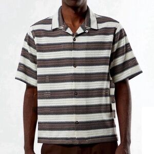 Striped Texture Oversized Resort Camp Shirt